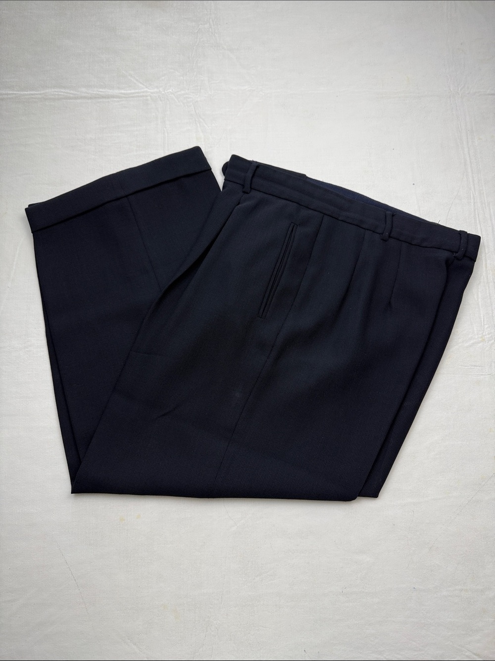 Giorgio Armani Black Lightweight Wool Pleated Cuffed  Dress Pants  Size 10P